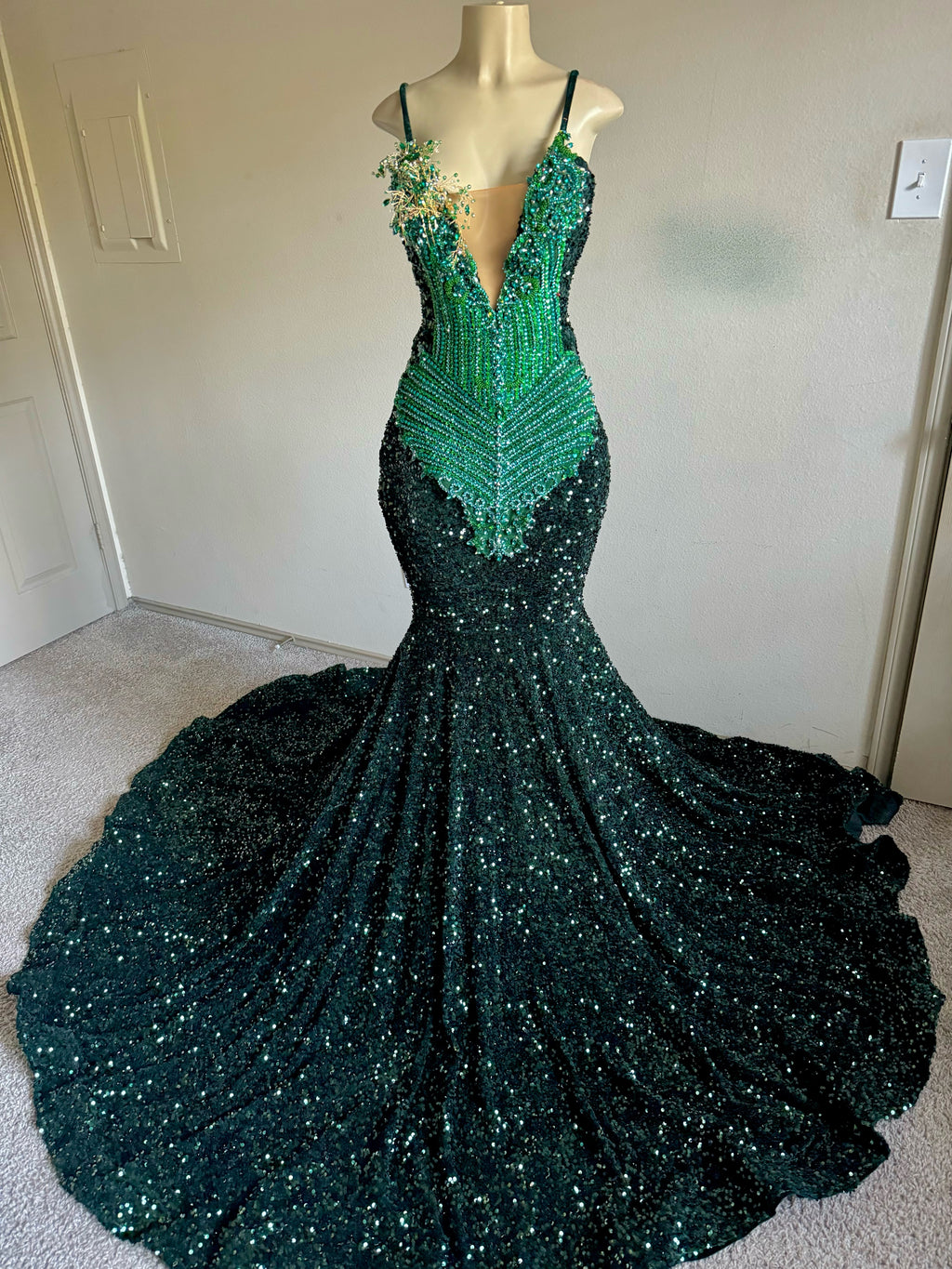 Emerald Green Sequin Dress